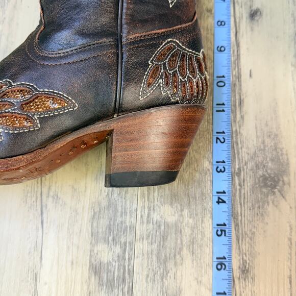 Corral Women - Size 7M - Brown Fleur De Lis Wings Cowboy Boots R2549 - Picture 10 of 11